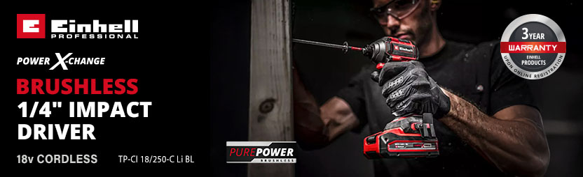 Einhell Professional TP-CI 18/250-C Li BL
18v Power-X-Change Cordless
Brushless Impact Driver Einhell Professional TP-CI 18/250-C Li BL 18v Power-X-Change Cordless Brushless Impact Driver