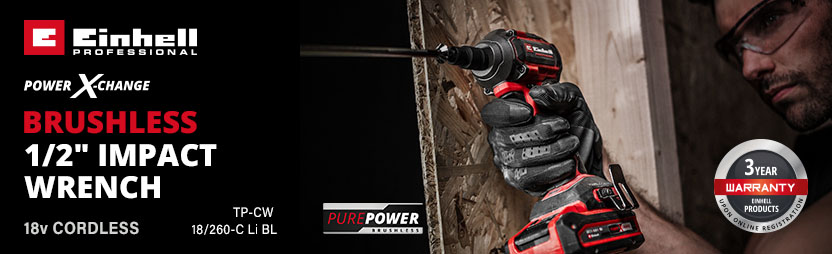 Einhell Professional TP-CW 18/260-C Li BL 18v Cordless Brushless 1/2" Impact Wrench