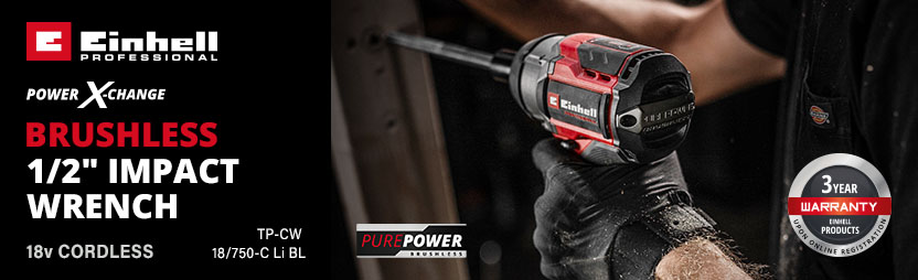 Einhell Professional TP-CW 18/750-C Li BL
18v Power-X-Change Cordless
Brushless 1/2" Impact Wrench Einhell Professional TP-CW 18/750-C Li BL 18v Cordless Brushless 1/2" Impact Wrench