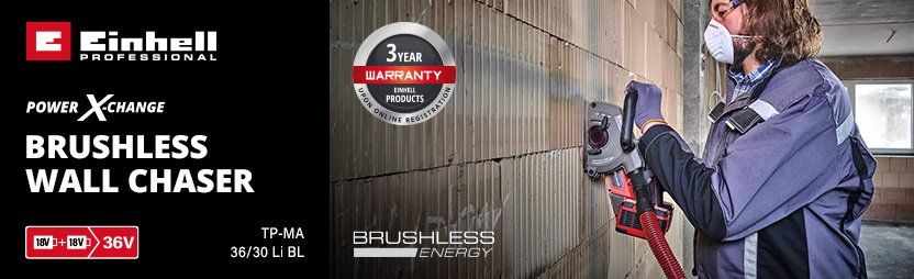 Einhell Professional TP-MA 36/30 Li BL 36v Cordless Brushless Wall Chaser Power-X-Change Einhell Professional TP-MA 36/30 Li BL 36v Cordless Brushless Wall Chaser Power-X-Change