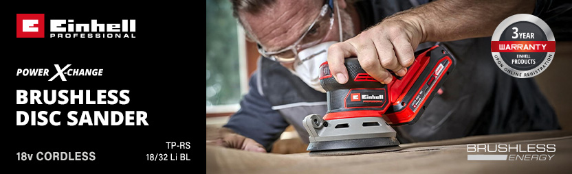 Einhell Professional TP-RS 18/32 Li BL 18v Cordless Brushless Disc Sander 125mm Power-X-Change Einhell Professional TP-RS 18/32 Li BL 18v Cordless Brushless Disc Sander 125mm Power-X-Change