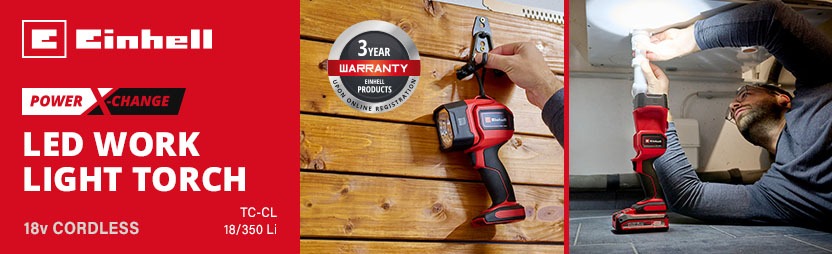 Einhell Power-X-Change TC-CL 18/350 Li
18v Cordless LED Work Light Torch Einhell Power-X-Change TC-CL 18/350 Li 18v Cordless LED Work Light Torch