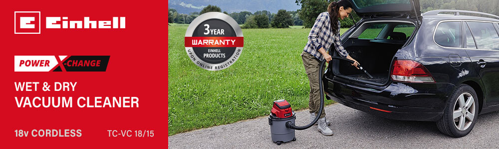 Einhell TC-VC 18/15 Li
18v Power-X-Change Cordless
Wet and Dry Vacuum Cleaner 15L Einhell TC-VC 18-15 Li 18v Cordless Wet Dry Vacuum Cleaner 15L Power-X-Change