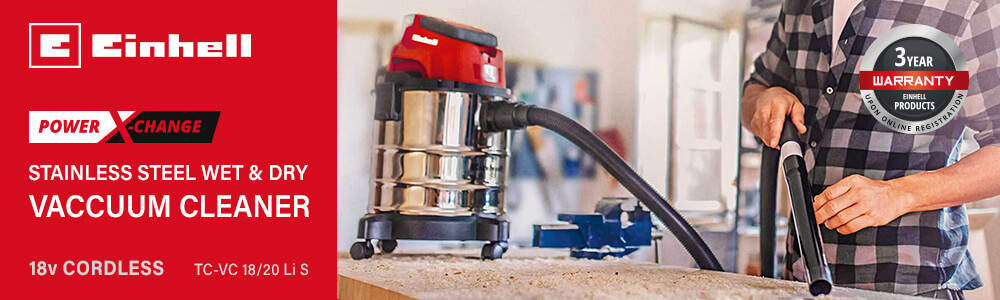 Einhell TC-VC 18-20 Li S 18v Cordless Stainless Steel Wet Dry Vacuum Cleaner 20L Power-X-Change