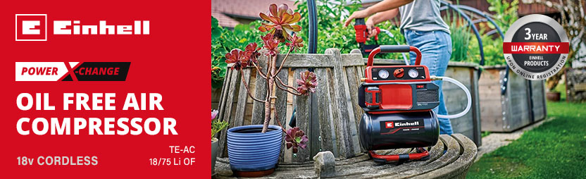Einhell Power-X-Change TE-AC 18/75 Li OF 18v Cordless Oil Free Air Compressor 5 Litre 