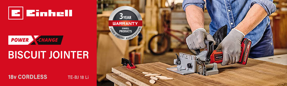 Einhell TE-BJ 18 Li
18v Power-X-Change Cordless
Biscuit Jointer Einhell TE-BJ 18 Li 18v Cordless Biscuit Jointer Power-X-Change