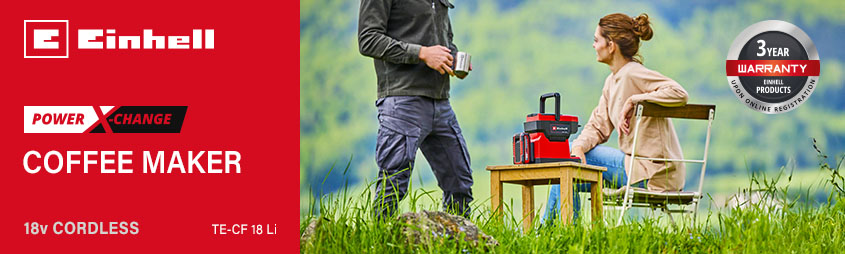 Einhell TE-CF 18 Li
18v Power X-Change Cordless
2-in-1 Coffee Maker Einhell TE-CF-18-Li 18v Power-X-Change Cordless Coffee Maker