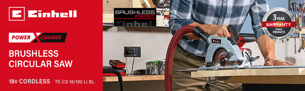 Einhell TE-CS 18/190 Li BL
18v Power-X-Change Cordless Brushless Circular Saw 190mm Einhell TE-CS 18-190 Li BL 18v Cordless Brushless Circular Saw 190mm Power-X-Change