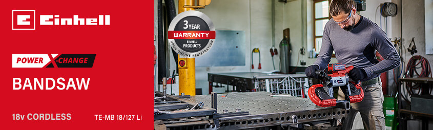 Einhell TE-MB 18/127 Li
18v Power X-Change Cordless Bandsaw Einhell TE-MB-18-127-Li 18v Power-X-Change Cordless Bandsaw
