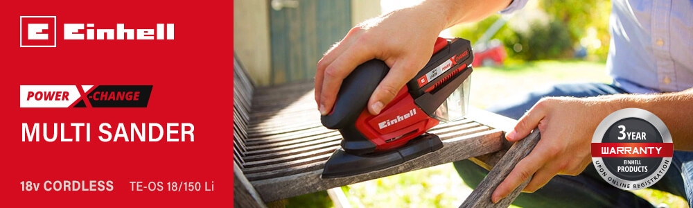 Einhell TE-OS 18/150 Li
18v Power-X-Change Cordless Multi Sander Einhell TE-OS 18-150 Li 18v Cordless Multi Sander Power-X-Change