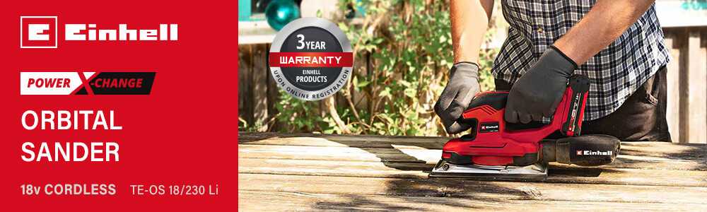 Einhell TE-OS 18/230 Li
18v Power-X-Change Cordless 1/2 Sheet Sander Einhell TE-OS 18-230 Li 18v Cordless Sheet Sander Power-X-Change