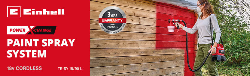 Einhell TE-SY 18/90 Li
18v Power-X-Change Cordless
Paint Spray System Einhell Power-X-Change TE-SY 18/90 Li 18v Cordless Paint Spray System