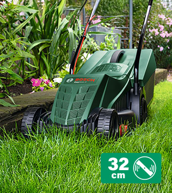 The ideal choice for quick and
easy mowing with tidy edges. Bosch EASYROTAK 32-225 Electric Lawnmower 32cm 1200 W motor Clean edges