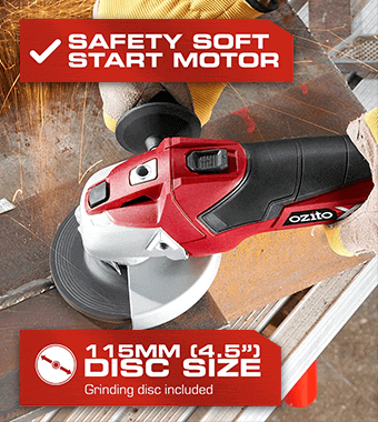 Ozito PXDDGK500U Disc Size Soft Start Angle Grinder