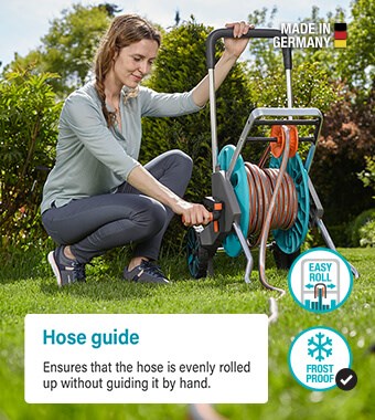 Hose Trolley Aquaroll M Easy Roll Frost Proof Storage KickStand Stability