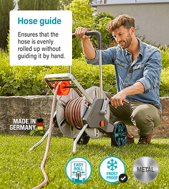 Hose Trolley Set CleverRoll M Easy Metal Frost Proof Storage KickStand Stability