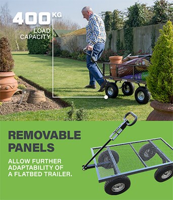Handy THDLGT Large Steel Garden Trolley Liner Tray Punctureless Wheels