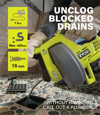 Ryobi R18DA ONE+ 18v Cordless Drain Auger