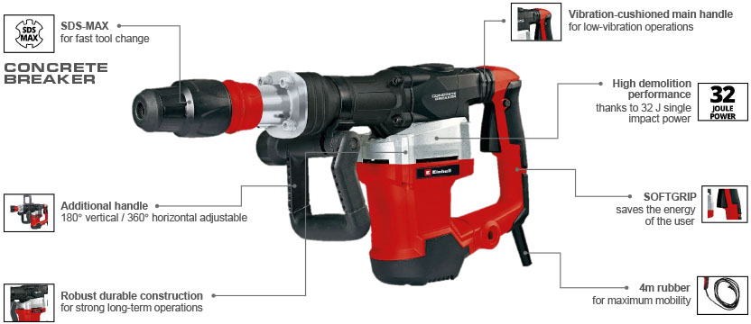 Einhell TE-DH 32 SDS-Max Demolition Hammer concrete breaker low-vibration