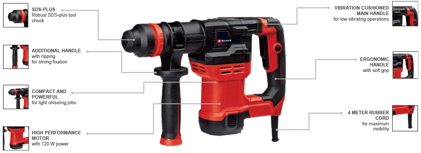 Einhell TE-DH 5 SDS-Plus Demolition chisel Hammer anti-vibration softgrip