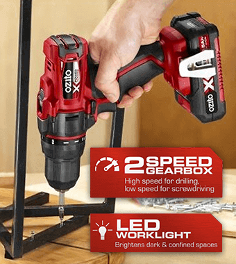 Ozito PXDDGK400U Speed Gearbox Drill Driver LED Worklight