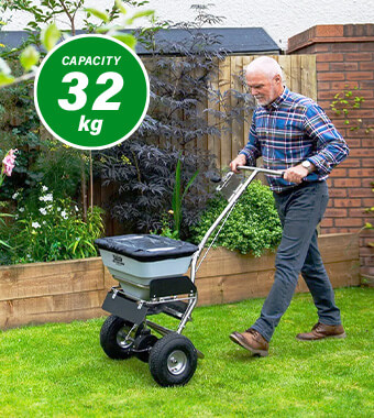 Heavy-duty spreader boasts a
generous 32Kg/70lb capacity. Handy THS70SALTHDUTY Broadcast Spreader Heavy-duty Capacity