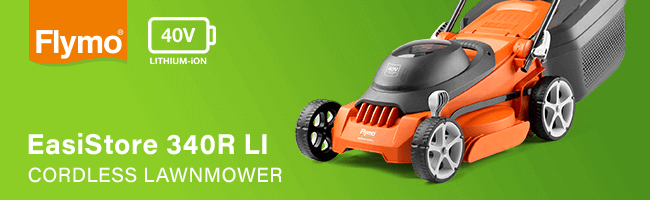 Flymo EASI STORE 340R LI 40v Cordless Rotary Lawnmower 340mm 2 x