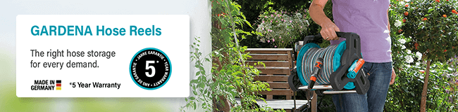 GARDENA Hose Reels
The right hose storage for every demand.
The *5-year warranty ensures high quality. Gardena Hose Reels Compact Space-saving Storage 5-year Warranty