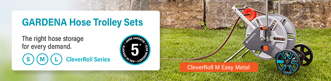 GARDENA Hose Trolley Sets
The right hose storage for every demand.
CleverRoll Series Gardena Hose Trolley Sets CleverRoll Metal Series