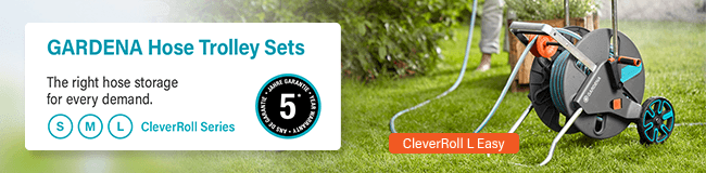 GARDENA Hose Trolley Sets
The right hose storage for every demand.
CleverRoll Series Gardena Hose Trolley Sets CleverRoll Series