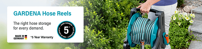 GARDENA Hose Reels
The right hose storage for every demand.
The *5-year warranty ensures high quality. Gardena Hose Reels Compact Space-saving Storage 5-year Warranty