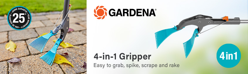 Gardena 4 in 1 Litter Picker,
Gripper and Rake with Spike Gardena 11700-20 4in1 Litter Picker Gripper Rake Spike
