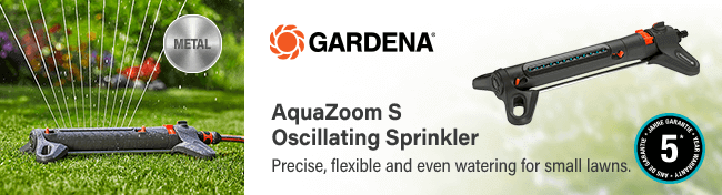 Gardena
AquaZoom S Oscillating Sprinkler
Precise, flexible and even watering for small lawns. Gardena AquaZoom S Oscillating Sprinkler