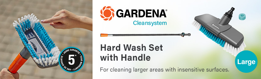 Gardena CleanSystem Running-Water
Handle Patio Cleaning Brush Set Gardena CleanSystem Running Water Handle Patio Cleaning Hard Brush Set