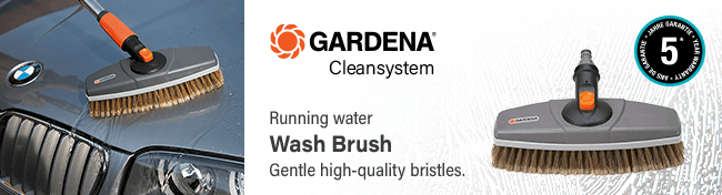 Gardena Cleansystem
Running Water Rotating Wash Brush
With gentle high-quality bristles made of PET. Gardena Cleansystem Running Water Rotating Wash Brush