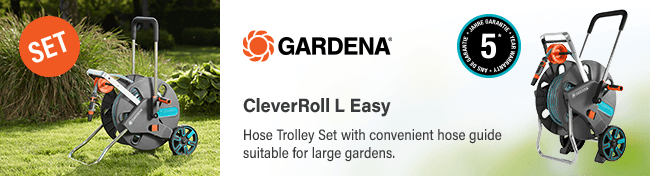 Gardena CleverRoll L Easy
Hose Trolley Set with convenient hose guide
suitable for large gardens. Gardena Hose Trolley Set CleverRoll L Easy
