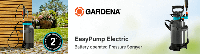 Gardena EasyPump
Electric 5L Water Pressure Sprayer Gardena 1113620 Easy Pump Electric Water Pressure Sprayer