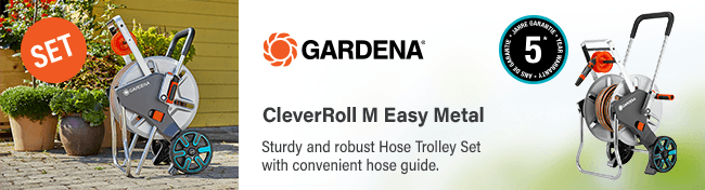Gardena CleverRoll M Easy Metal
Sturdy and robust Hose Trolley Set with convenient hose guide. Gardena Hose Trolley Set CleverRoll M Easy Metal