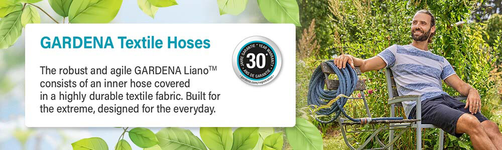 GARDENA Textile Hoses Liano Xtreme
Tough. Flexible. Lightweight. Gardena 18465-20 Liano XTREME Textile Hose