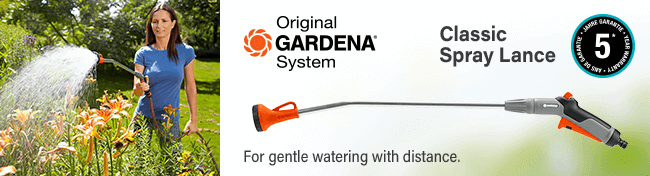 Gardena Original
Classic Spray Lance
For gentle watering with distance. Gardena ORIGINAL Classic Spray Lance
