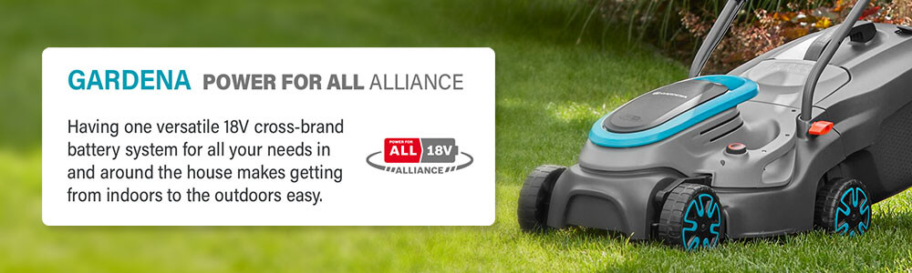 Gardena PowerForAll 18v Battery Alliance Gardena PowerMax 32P4A 18v Cordless PowerForAll Battery Lawnmower 14632-55