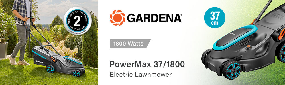 Gardena PowerMax 37/1800
Electric Rotary Lawnmower 370mm Gardena POWERMAX 37-1800 Electric Rotary Lawnmower 370mm 14637-28