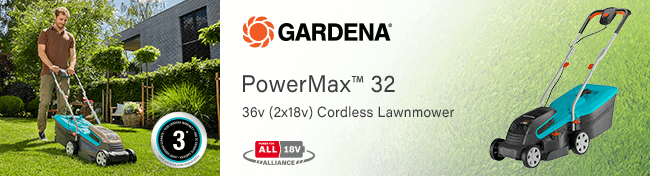 Gardena 1462128 PowerMax32 P4A 36v Cordless Rotary Lawnmower