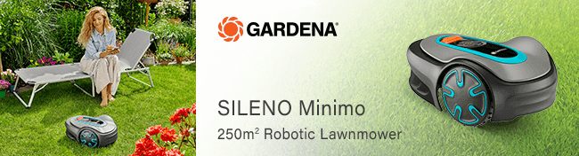 Gardena SILENO Minimo
Robotic Lawnmower 250 m² Gardena 1520128 SILENO Minimo Robotic Lawnmower