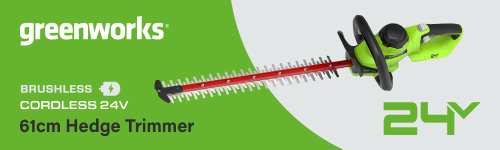 Greenworks GD24HT61 24v Cordless Brushless Hedge Trimmer 610mm