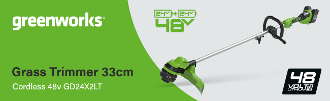 Greenworks 48v (24v+24v)
Cordless Grass Trimmer 33cm
GD24X2LT Greenworks GD24X2LT 48v Cordless Grass Trimmer 33cm