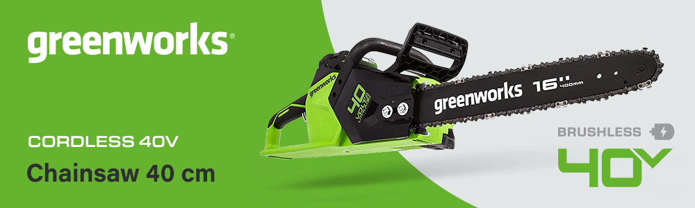 Greenworks GD40CS18 40v Cordless
Brushless Chainsaw 400mm Greenworks GD40CS18 40v Cordless Brushless Chainsaw 400mm