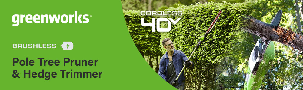 Greenworks GD40PSH 40v Cordless
Brushless Pole Tree Pruner and Hedge Trimmer Greenworks GD40PSH 40v Cordless Brushless Pole Tree Pruner Hedge Trimmer