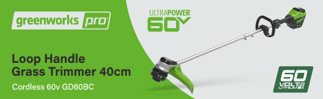 Greenworks 60v Cordless
Loop Handle Grass Trimmer 40cm
GD60BC Greenworks GD60BC 60v Cordless Loop Handle Grass Trimmer 40cm