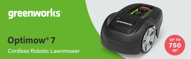Greenworks Optimow 7
Robotic Lawnmower
Up to 750 sq. meters Lawns Greenworks OPTIMOW7 Robotic Lawnmower